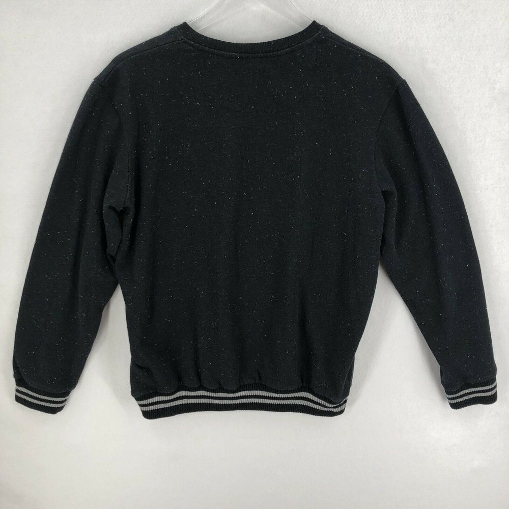CottonOn Fleece Collection Womens Sweatshirt Black Large Gray Speckled Crew Neck - Picture 2 of 12